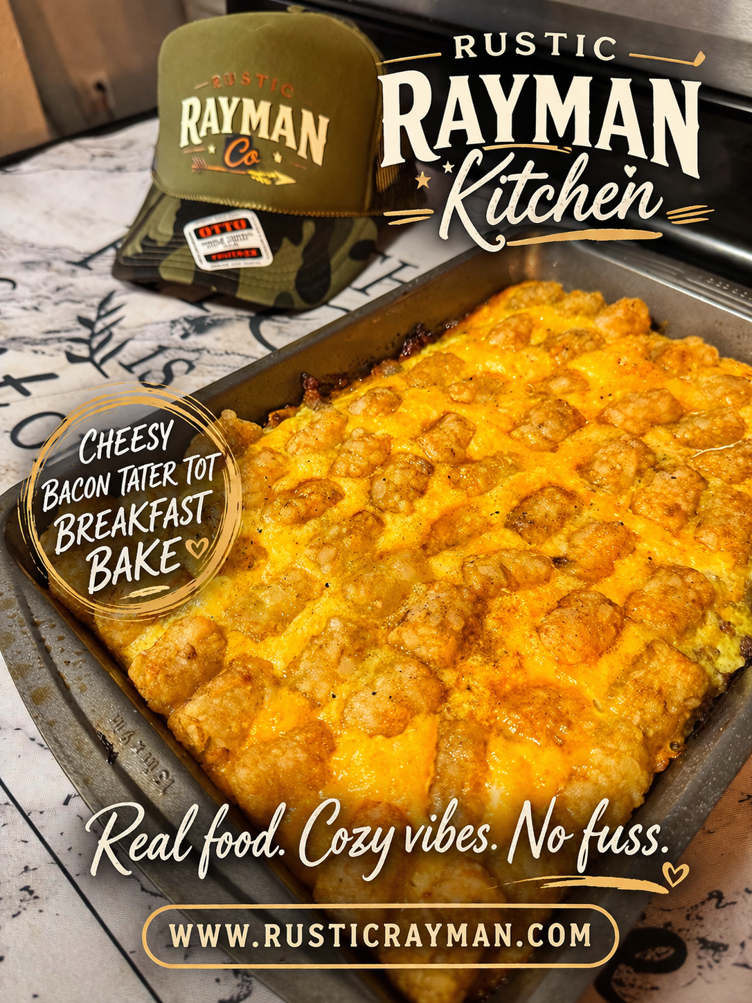 Cheesy Bacon Tater Tot Breakfast Bake - Rustic Rayman Kitchen