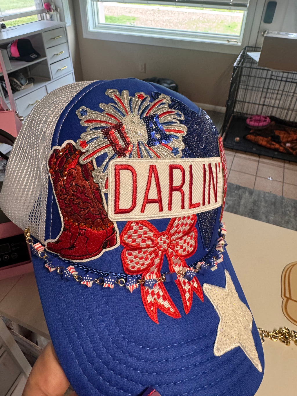 USA red white and blue trucker hat