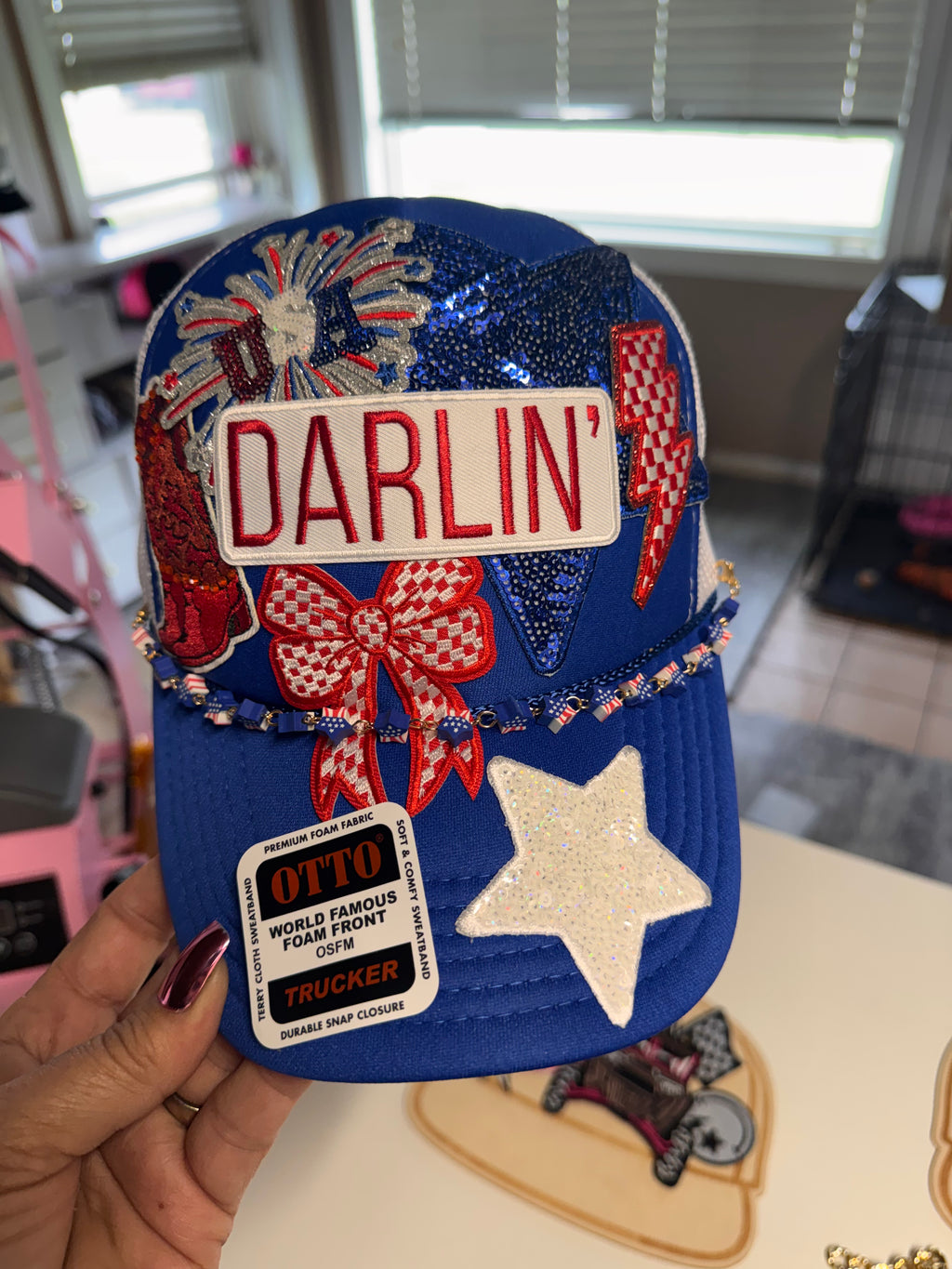 USA red white and blue trucker hat