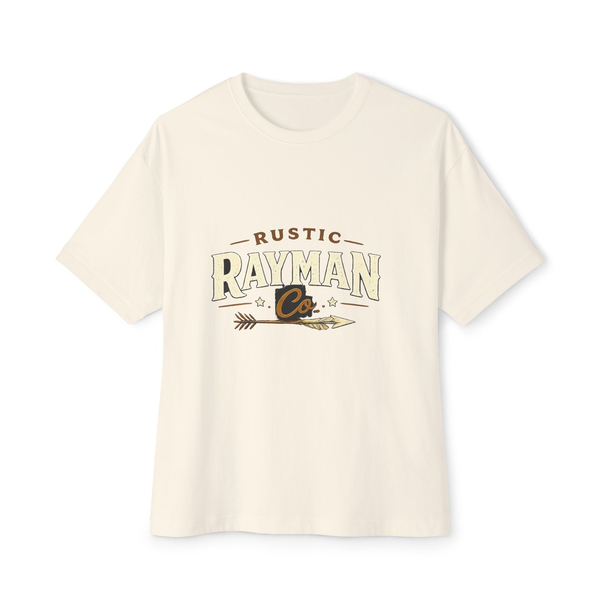Rustic Rayman Co. Oversized Tee — Vintage Rustic Logo Boxy T-Shirt