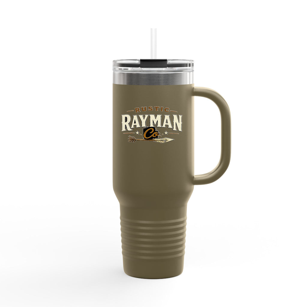 40oz Insulated Travel Mug — Outdoor Adventure Thermo Tumbler with Handle (Rayman Co. Logo)