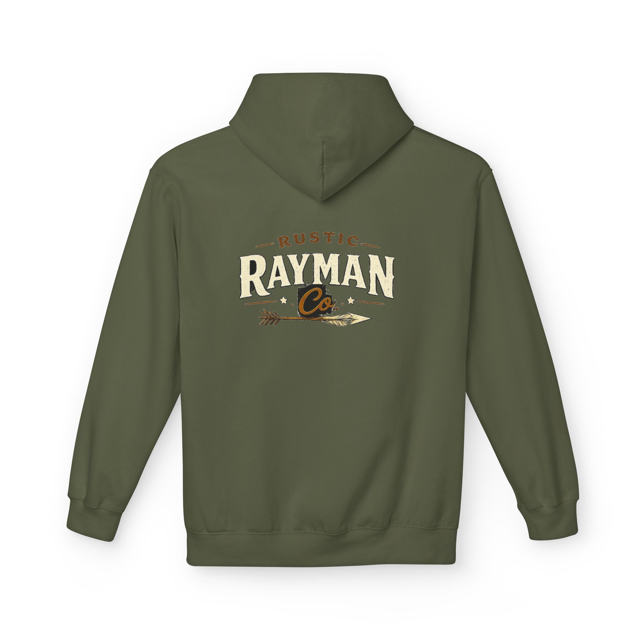 Rustic Rayman Co. Hoodie — Vintage Arrow Logo Crewneck