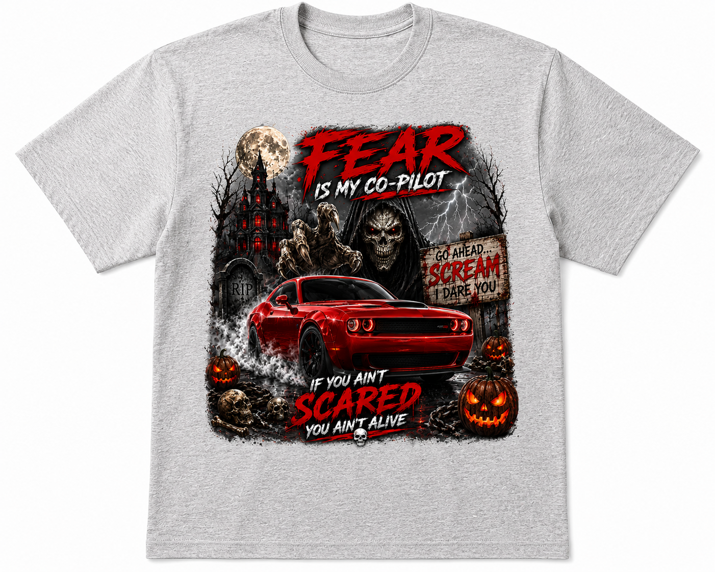 Fear Is My Co-Pilot | Horror Challenger Graphic T-Shirt & Crewneck