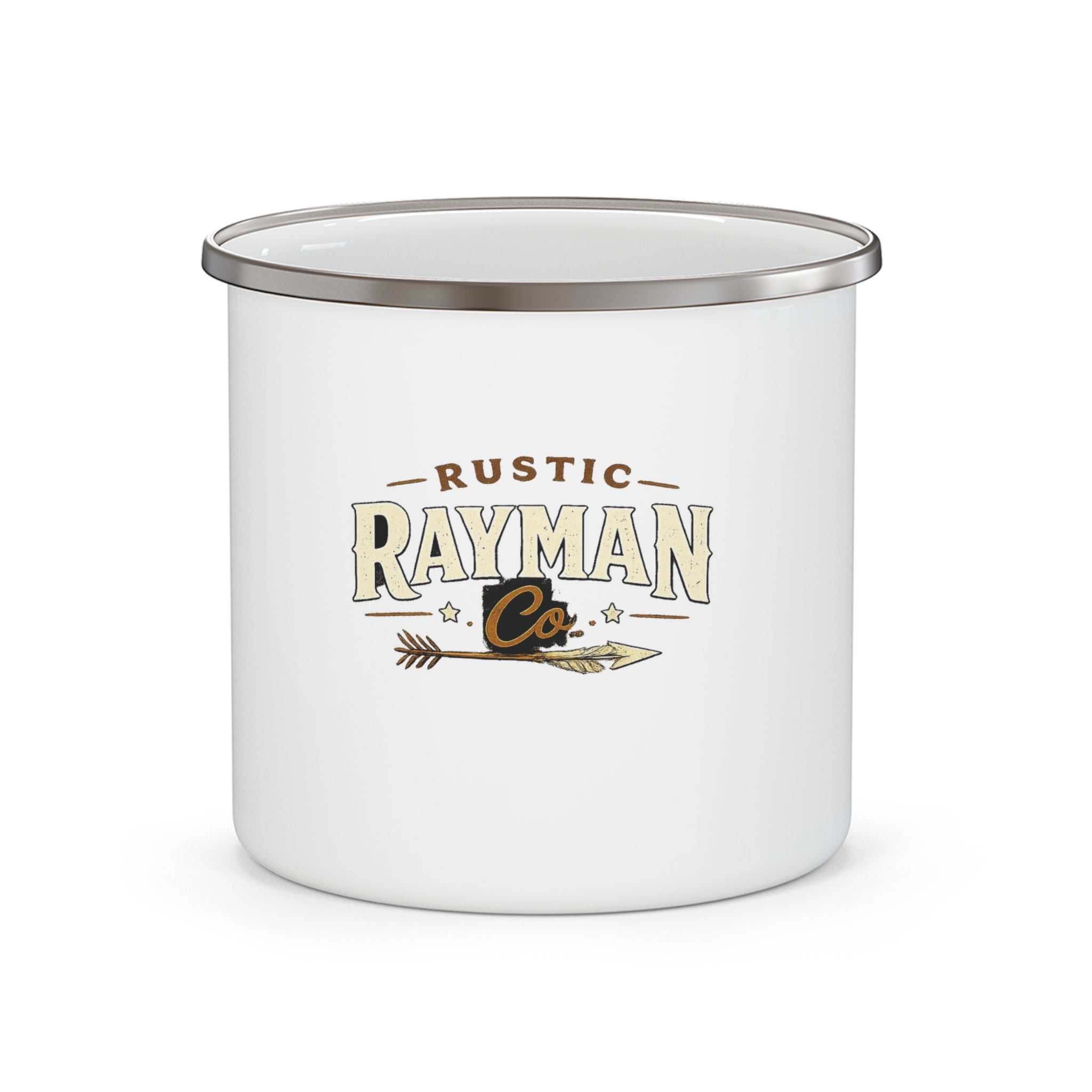 Enamel Mug — Rustic "Rayman Co." Camp Coffee Cup, Vintage Outdoor Camper Gift