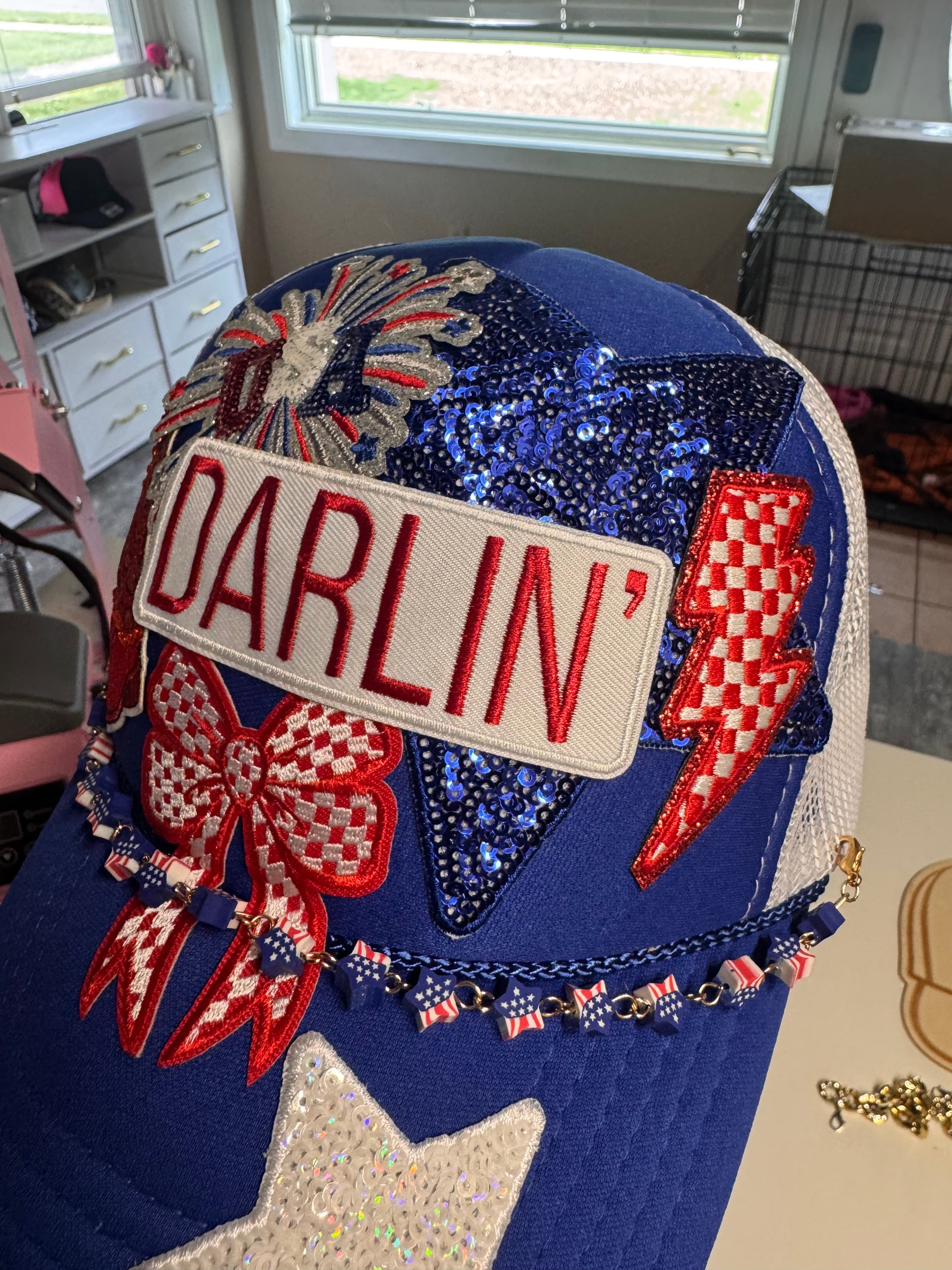 USA red white and blue trucker hat