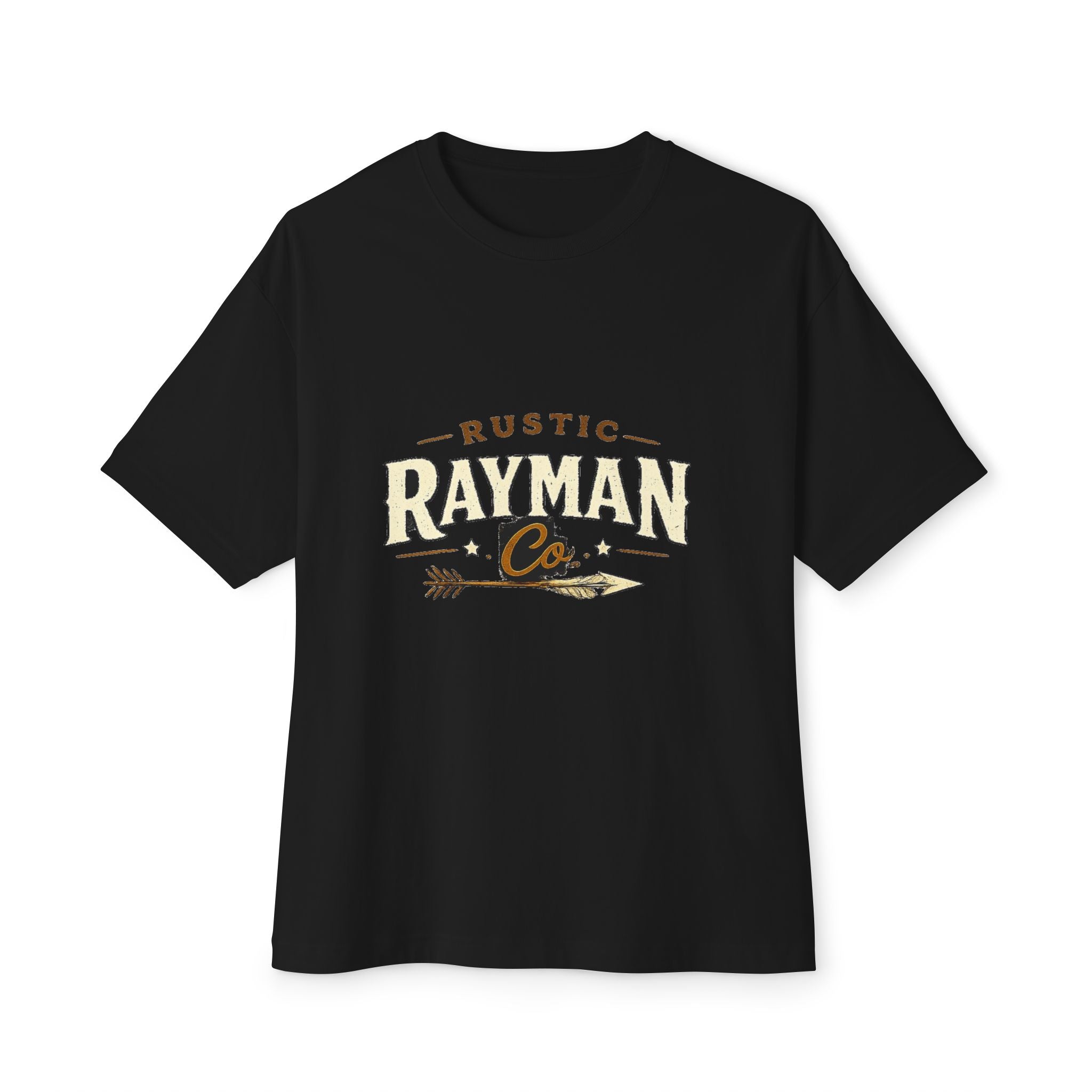 Rustic Rayman Co. Oversized Tee — Vintage Rustic Logo Boxy T-Shirt