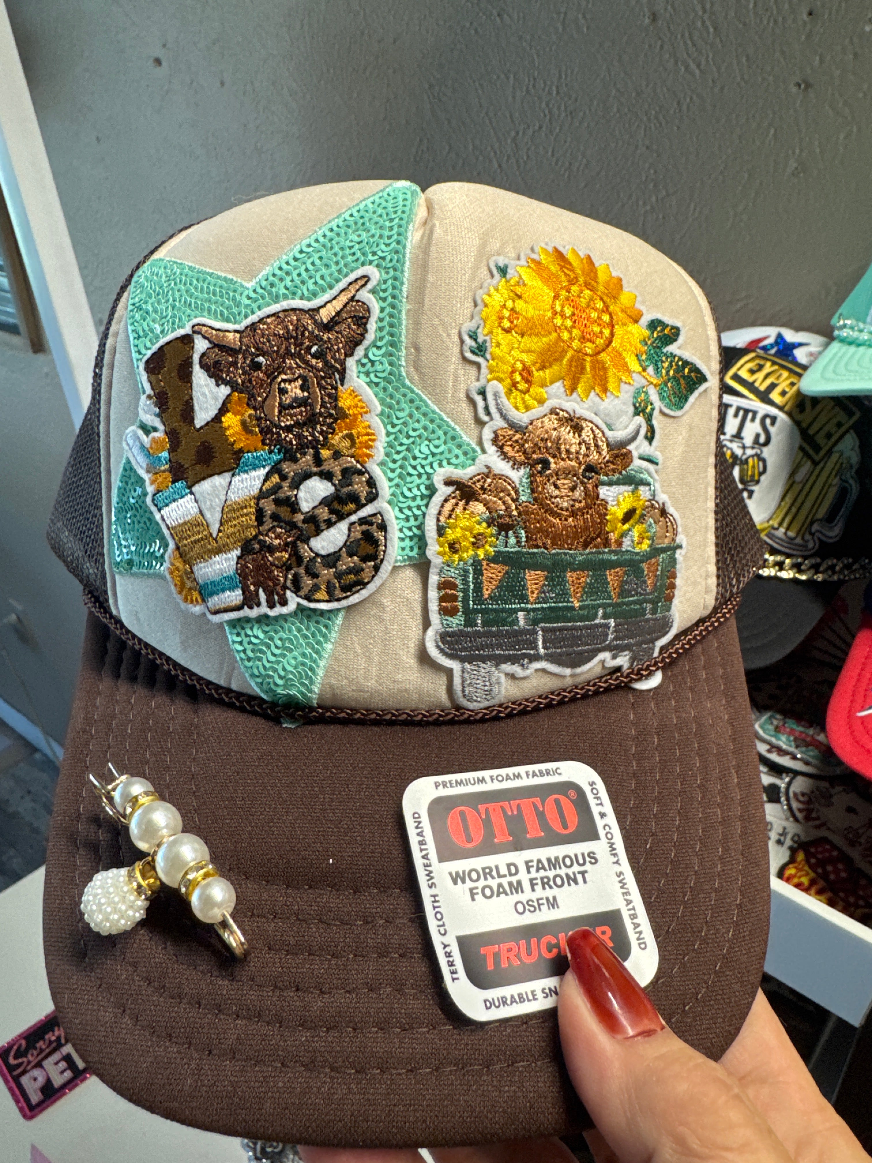 Highland cow trucker hat
