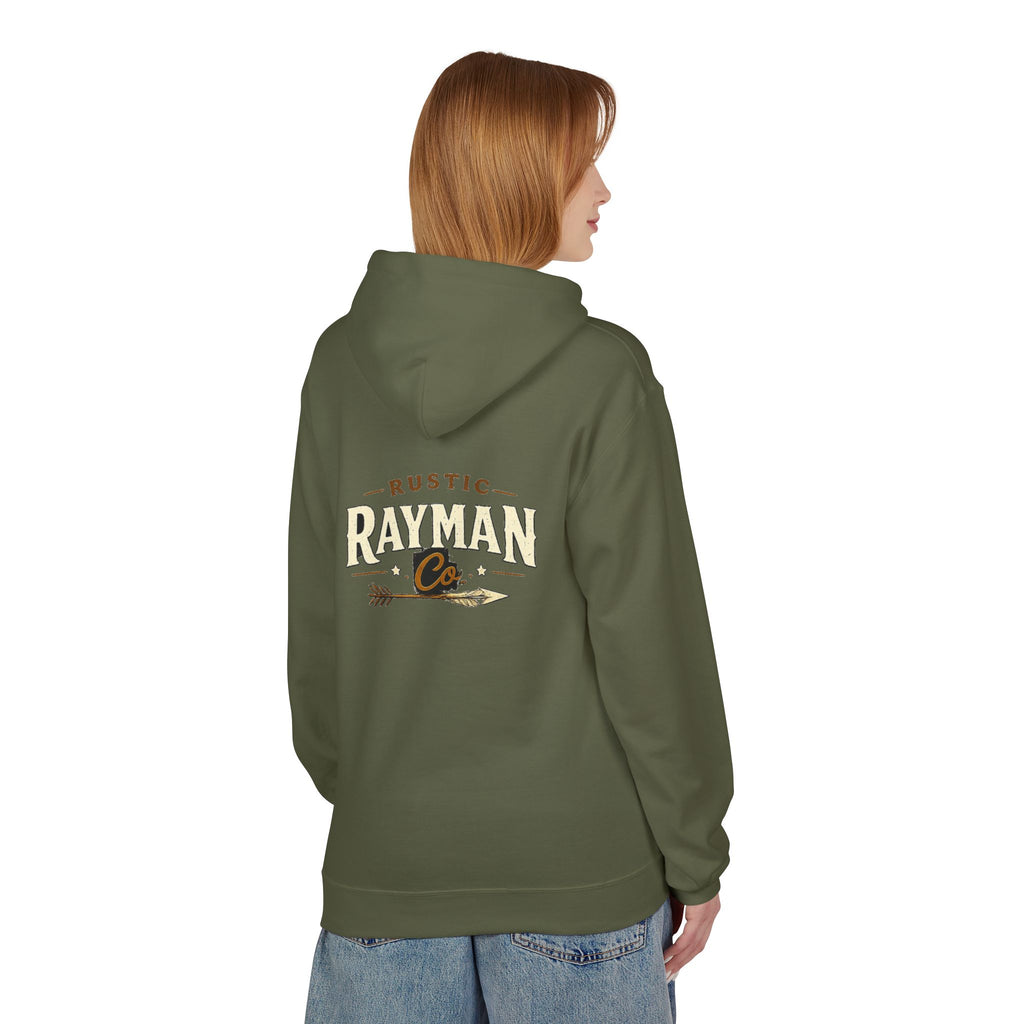 Rustic Rayman Co. Hoodie — Vintage Arrow Logo Crewneck