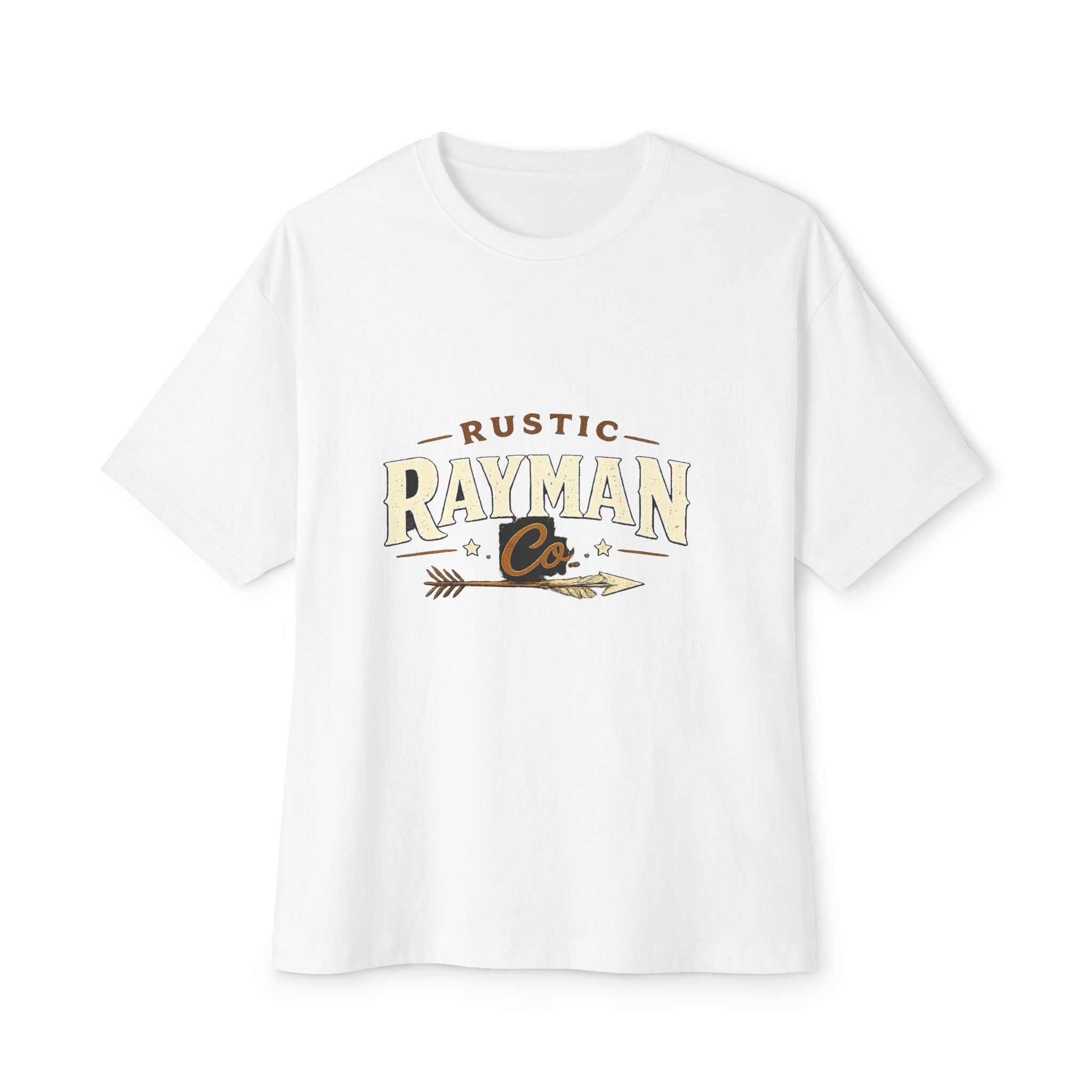 Rustic Rayman Co. Oversized Tee — Vintage Rustic Logo Boxy T-Shirt