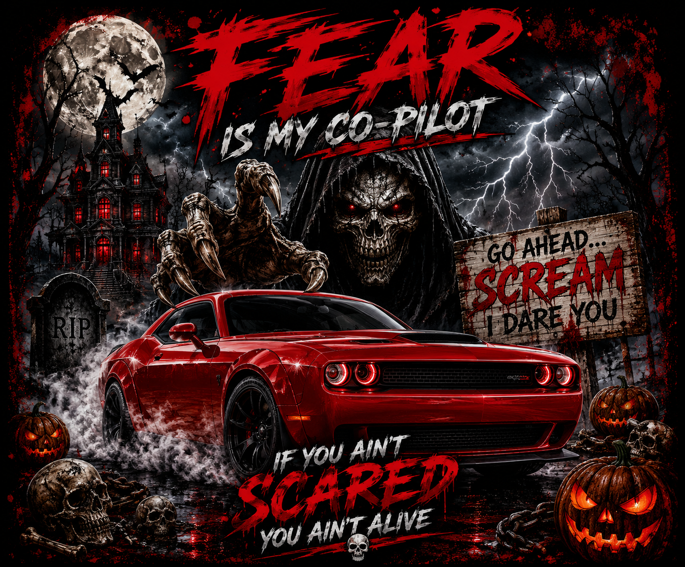 Fear Is My Co-Pilot | Horror Challenger Graphic T-Shirt & Crewneck