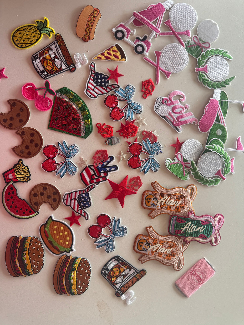 400+ Iron-On Patch Reseller Lot + 30 Purse Chains | Wholesale Bulk Craft Bundle