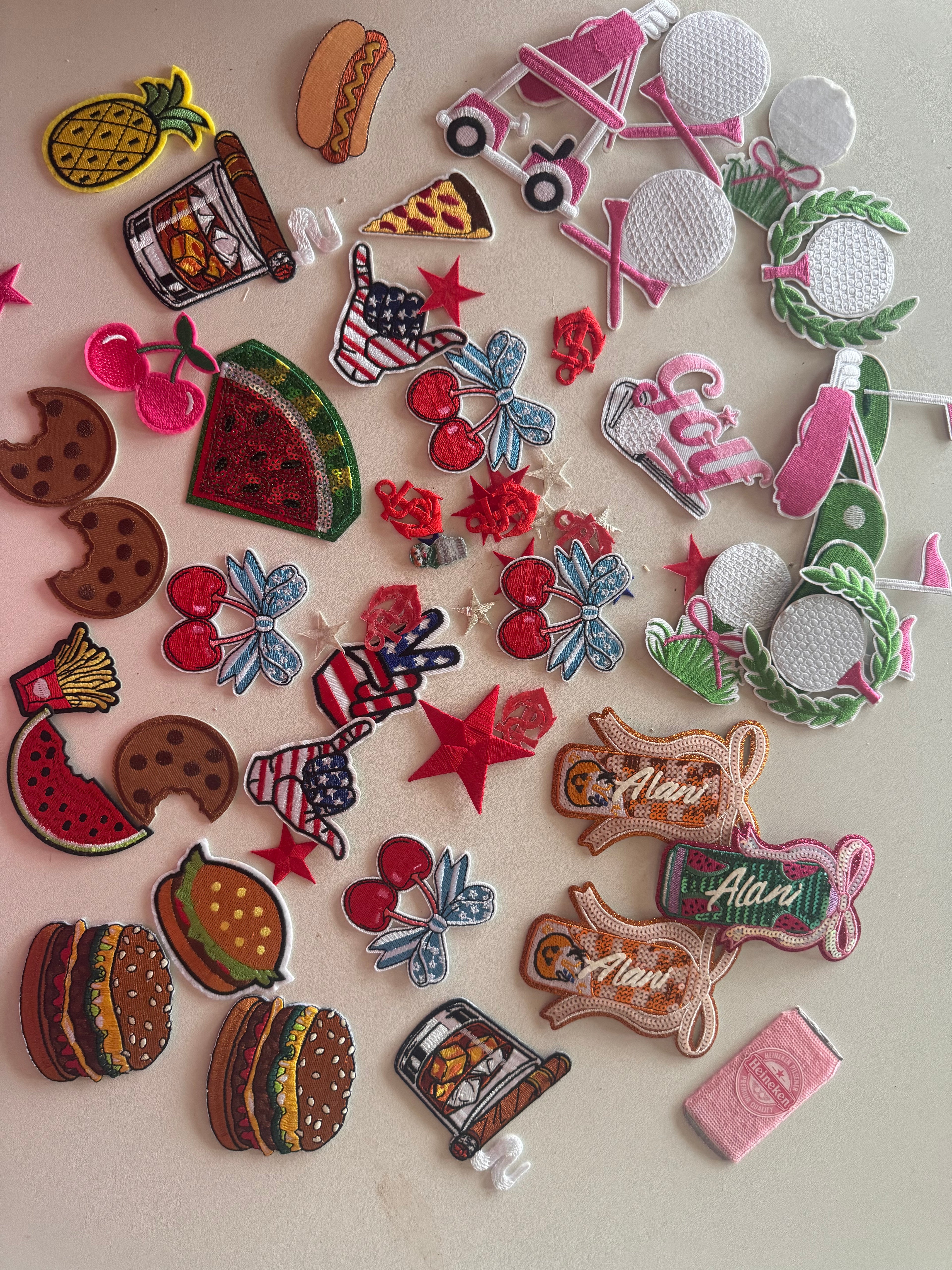 400+ Iron-On Patch Reseller Lot + 30 Purse Chains | Wholesale Bulk Craft Bundle