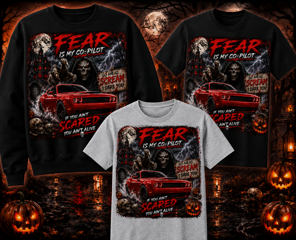 Fear Is My Co-Pilot | Horror Challenger Graphic T-Shirt & Crewneck