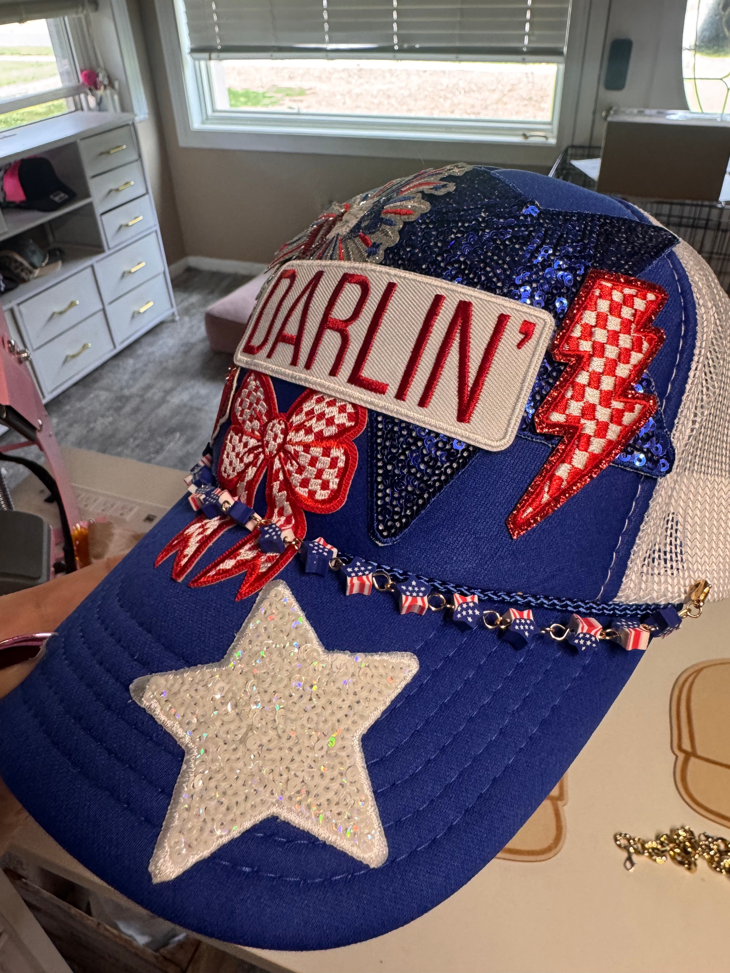 USA red white and blue trucker hat