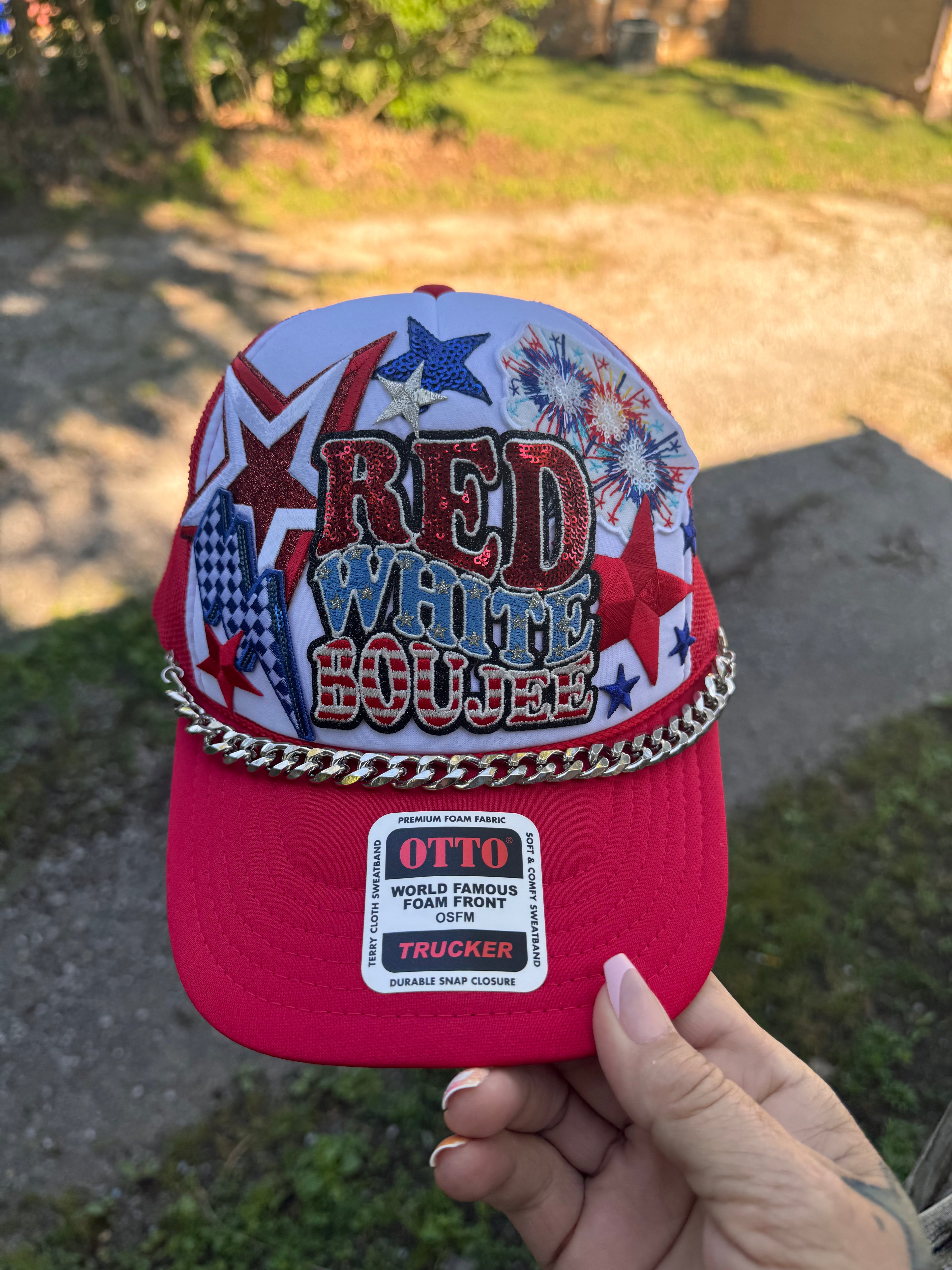 Red White and Boujee Trucker hat