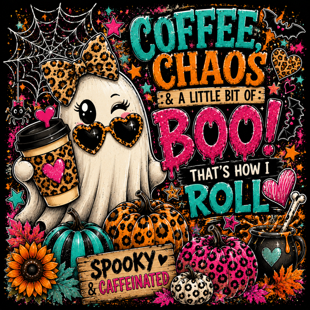 Coffee, Chaos & A Little Bit of Boo | Funny Halloween Crewneck