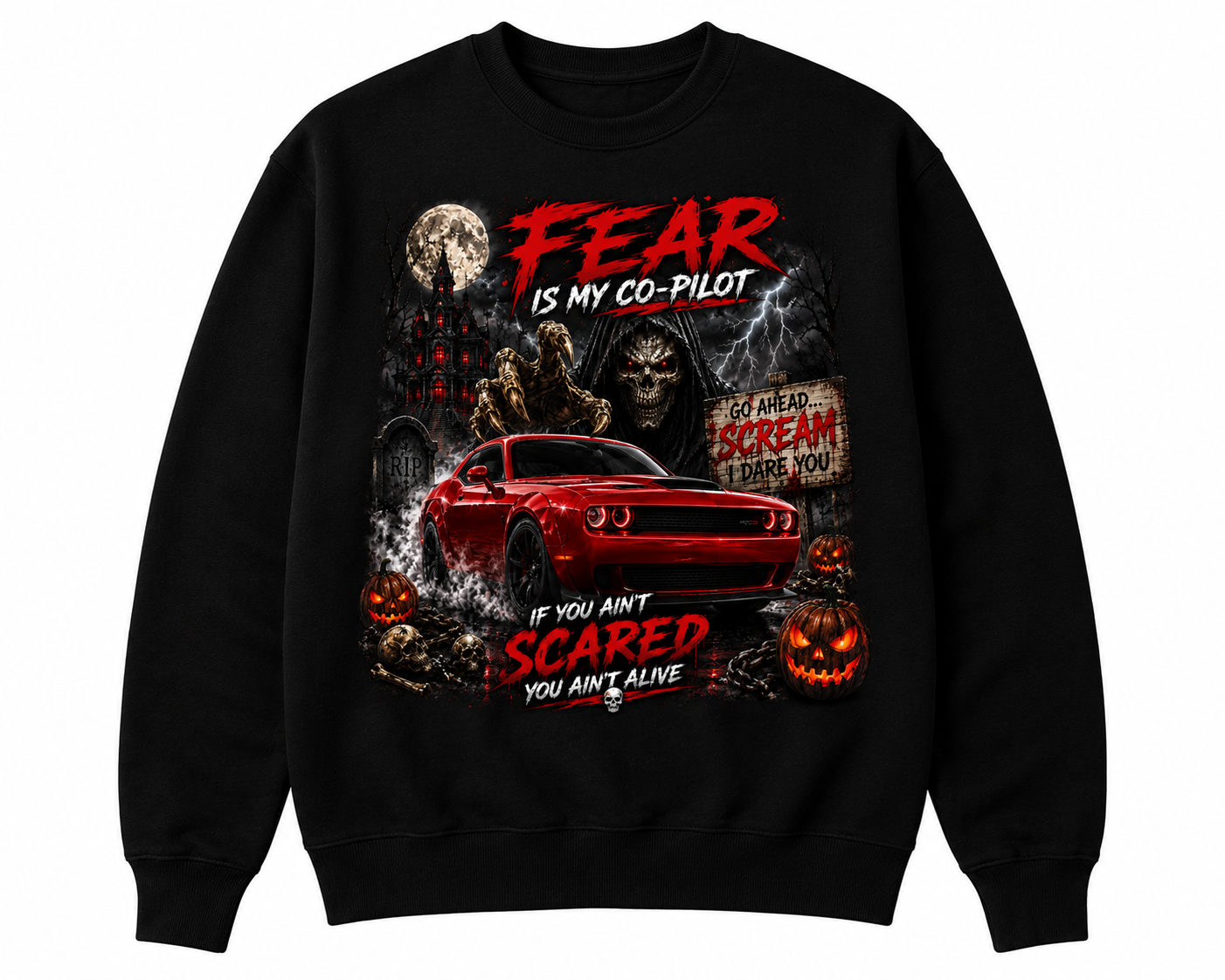 Fear Is My Co-Pilot | Horror Challenger Graphic T-Shirt & Crewneck