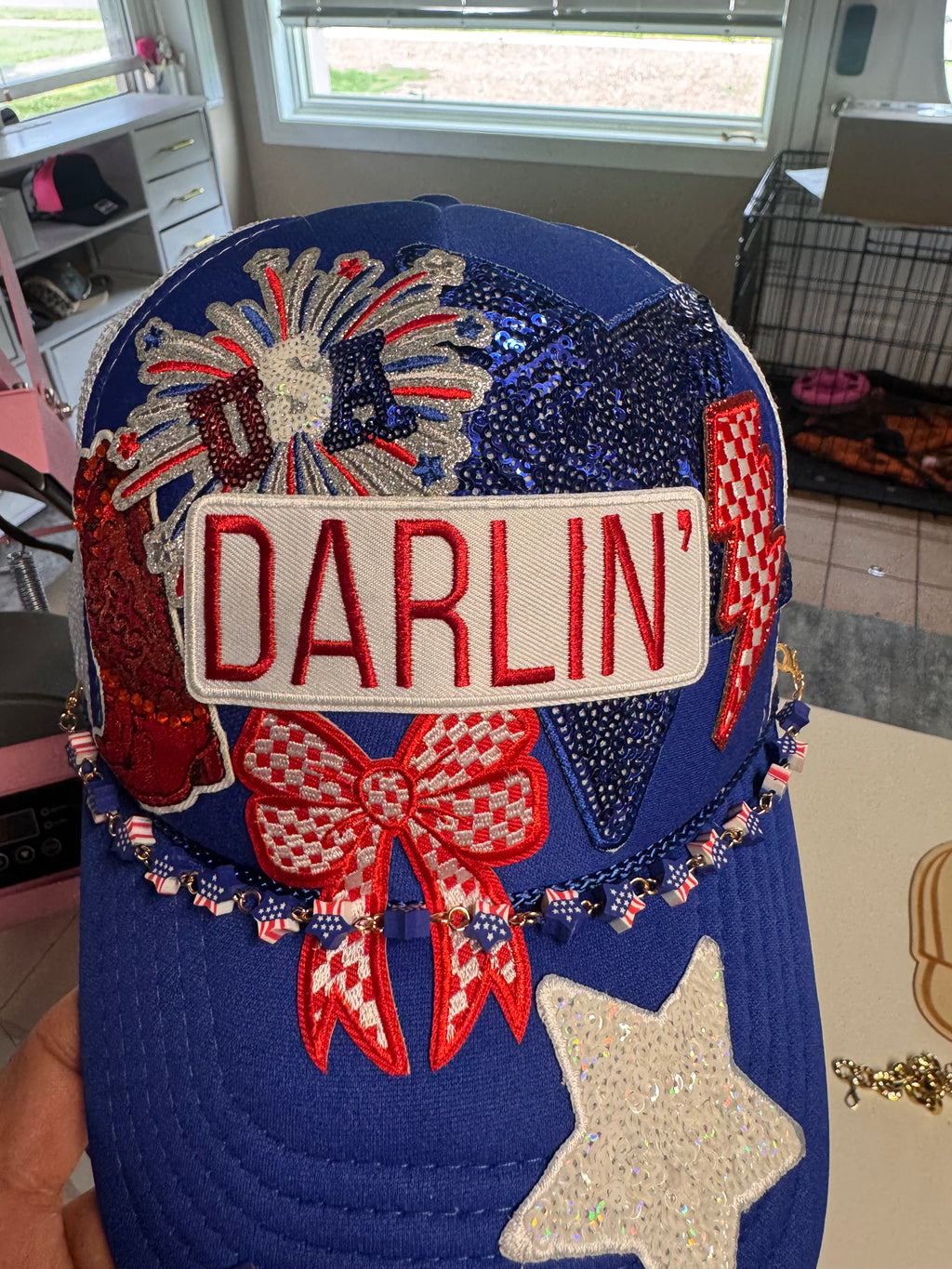 USA red white and blue trucker hat