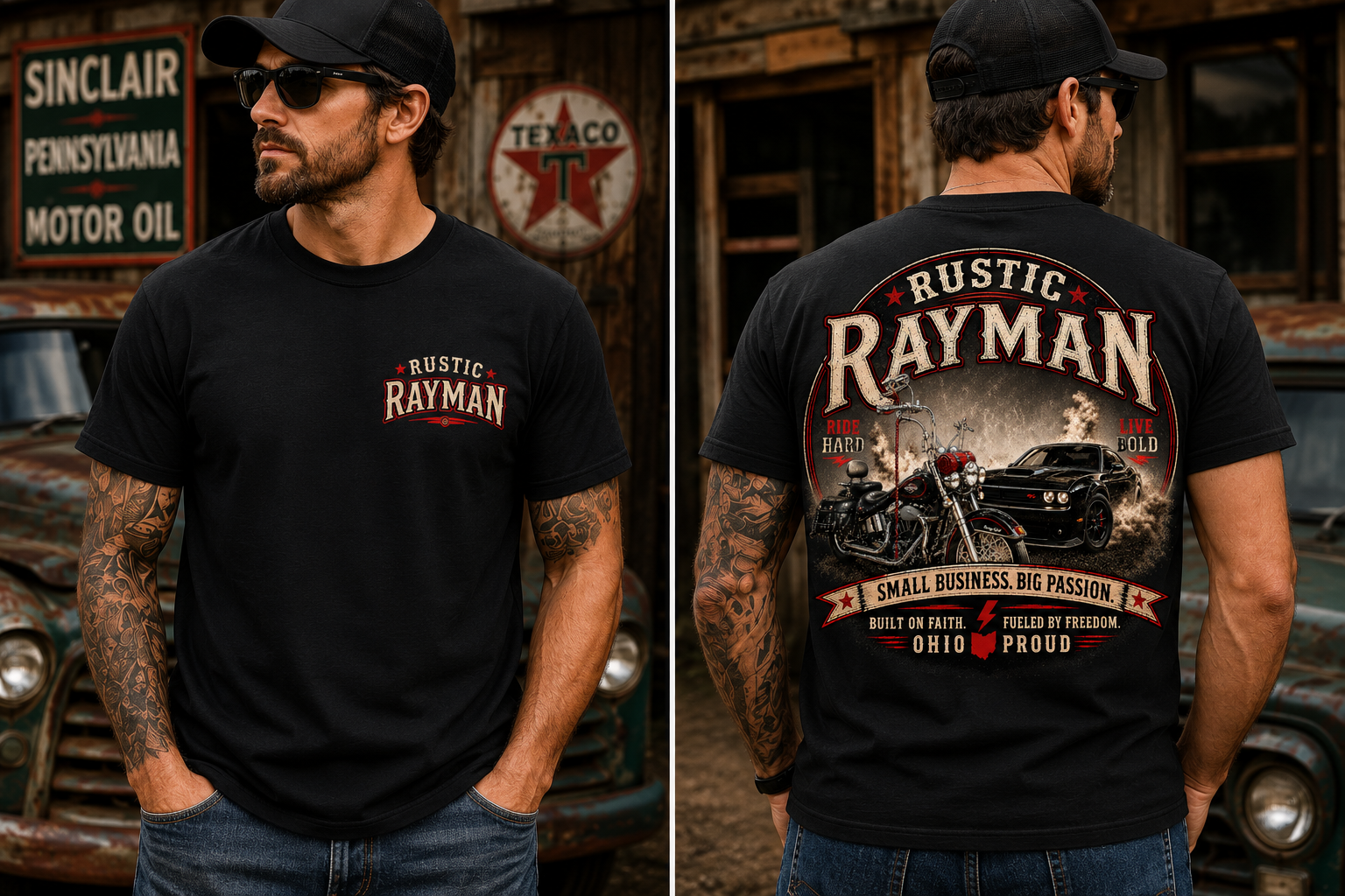 Rustic Rayman Company – Ride Hard, Live Bold T-Shirt