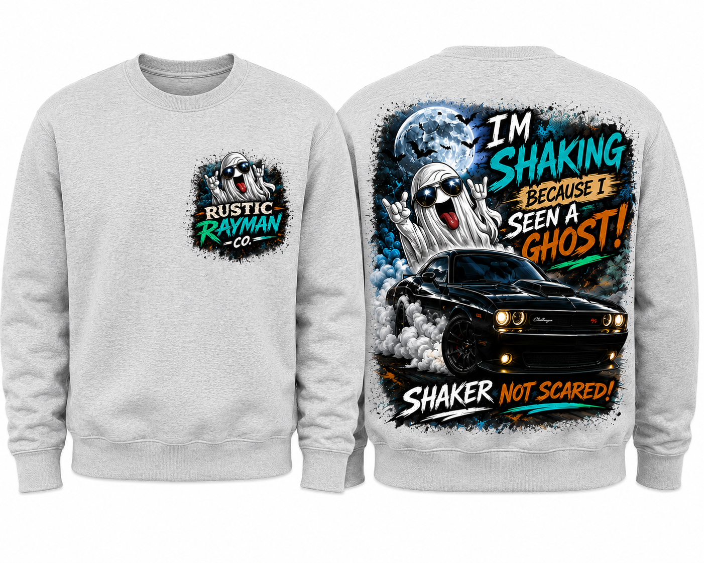 👻 Rustic Rayman Co. – “I’m Shaking Because I Seen a Ghost!” Crewneck & T-Shirt

Limited Edition Halloween Collection