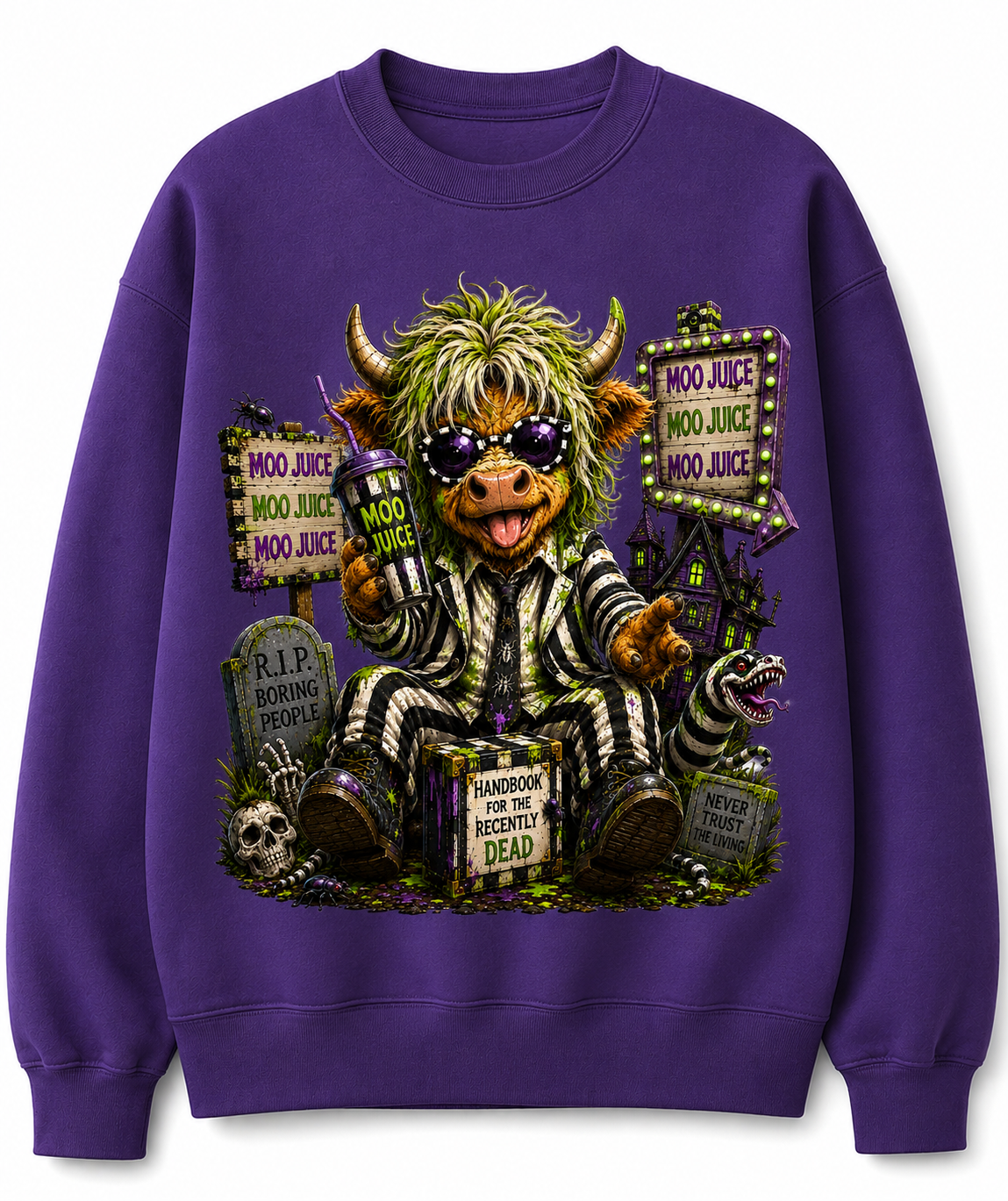 Moo Juice Crewneck | Funny Halloween Cow Sweatshirt